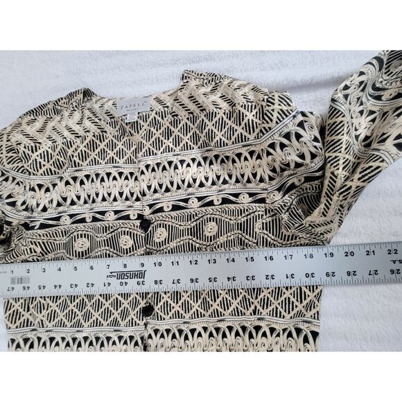 Papell Petites Womens Beige Black Geometric Pattern Button-Up Jacket Blazer 10P - Picture 7 of 8